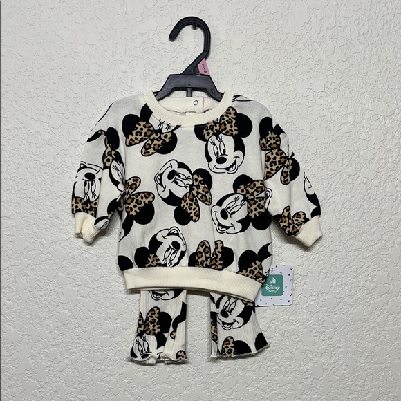 Disney Other - Disney Black and Cream Minnie Mouse 0/3 Months Baby Girls set